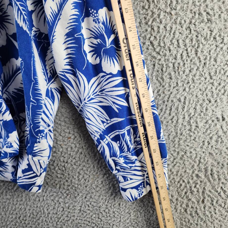Polo Ralph Lauren Tropical Floral Spa Terry Hoodie Mens XL Blue/White Banded Hem