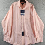 Club Room Regular Fit Traveler Shirt Men's 16.5 (34-35) Lily Orange Front Button