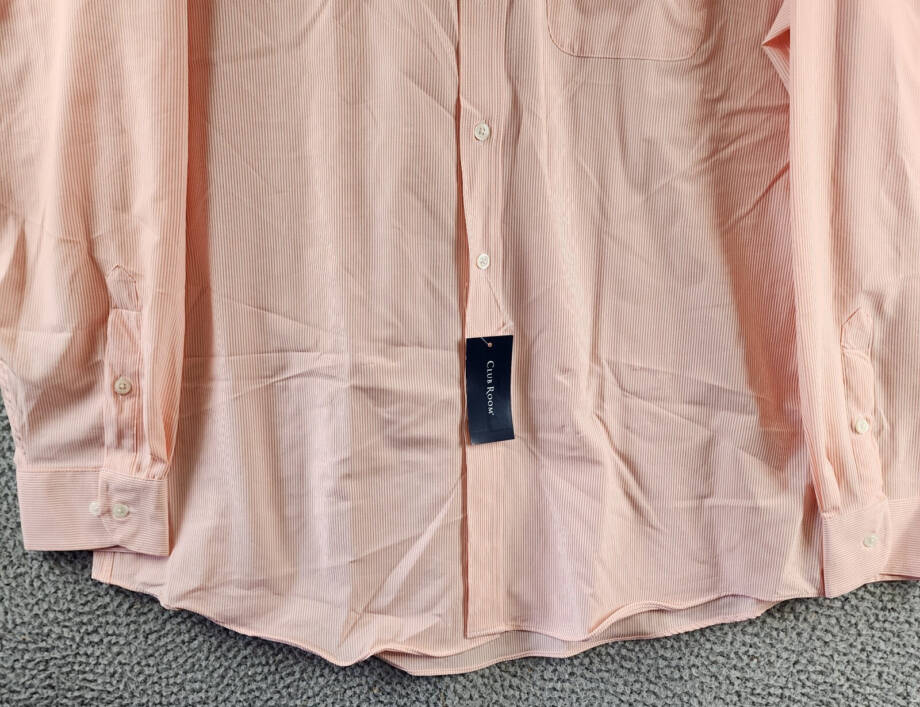 Club Room Regular Fit Traveler Shirt Men's 16.5 (34-35) Lily Orange Front Button