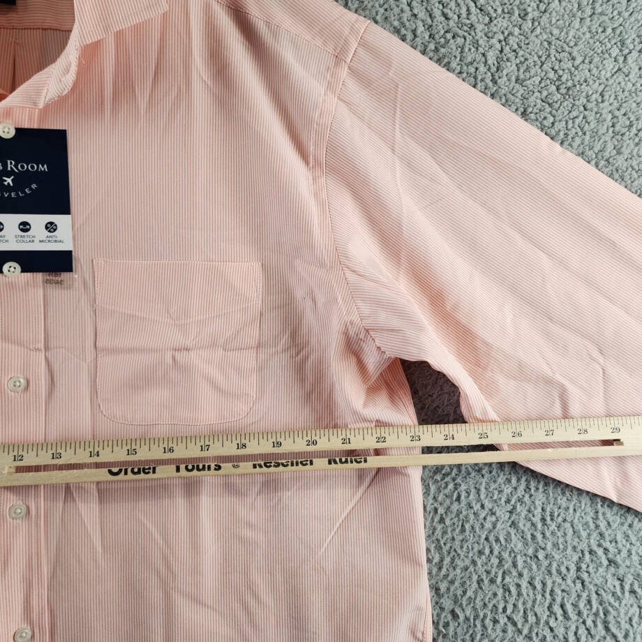 Club Room Regular Fit Traveler Shirt Men's 16.5 (34-35) Lily Orange Front Button