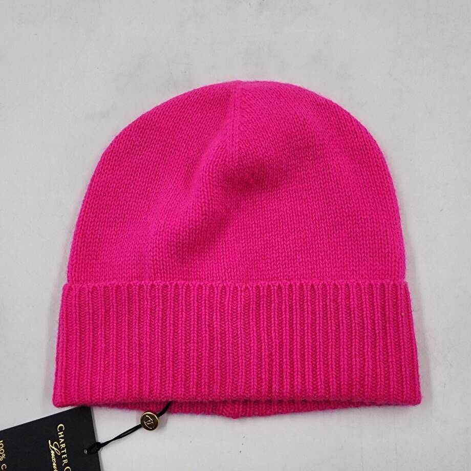 Charter Club Cashmere Cuffed Beanie Hat Women's One Size Hot Pink Solid