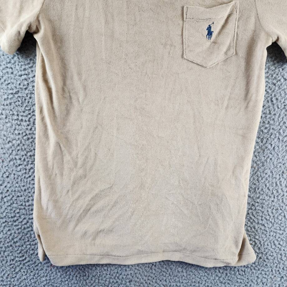 Polo Ralph Lauren Custom Slim Fit Terry Polo Shirt Men's M Beige Patch Pocket
