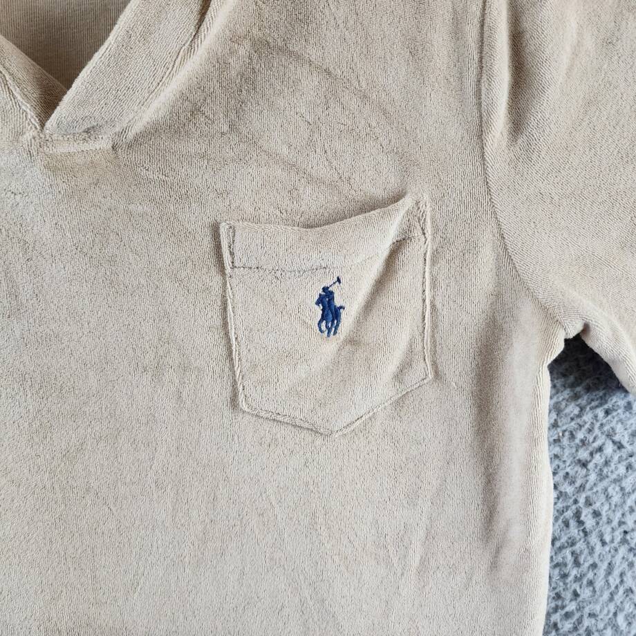 Polo Ralph Lauren Custom Slim Fit Terry Polo Shirt Men's M Beige Patch Pocket
