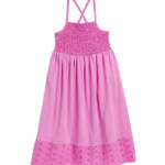 Splendid Smocked Eyelet Dress Girls' 14 Sherbert Solid Square Neck Pullover