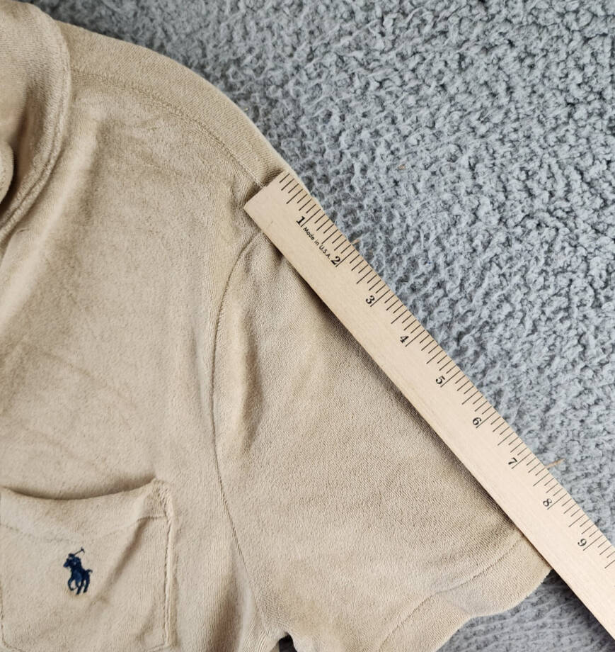 Polo Ralph Lauren Custom Slim Fit Terry Polo Shirt Men's M Beige Patch Pocket