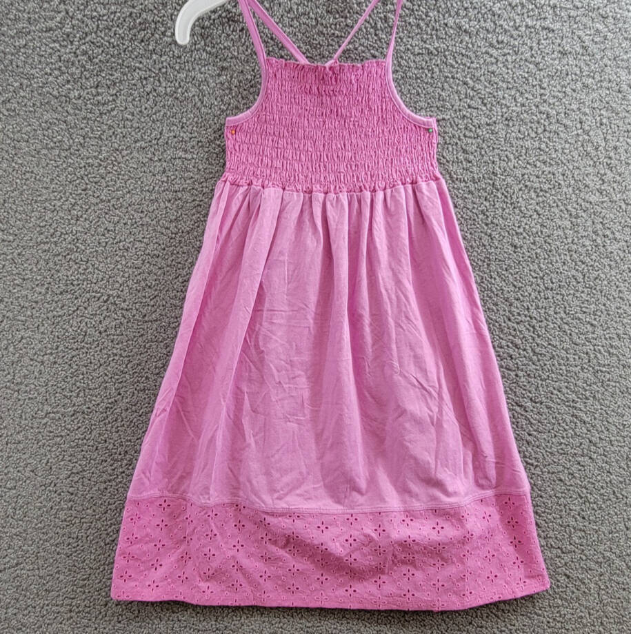 Splendid Smocked Eyelet Dress Girls' 14 Sherbert Solid Square Neck Pullover