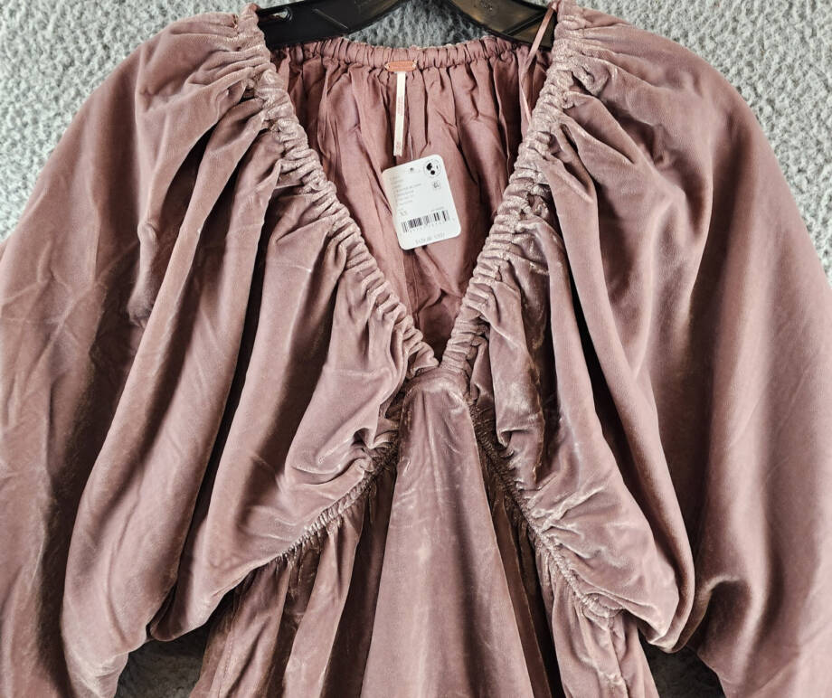 Free People Portia Velvet Mini Dress Women's XS Winter Bloom V-Neck Pullover