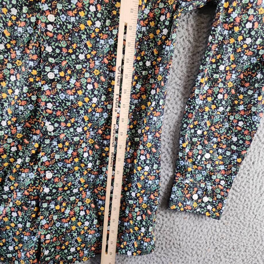Bar III Slim-Fit Water Floral Dress Shirt Men's S(14-14.5) Navy Multi Stretch