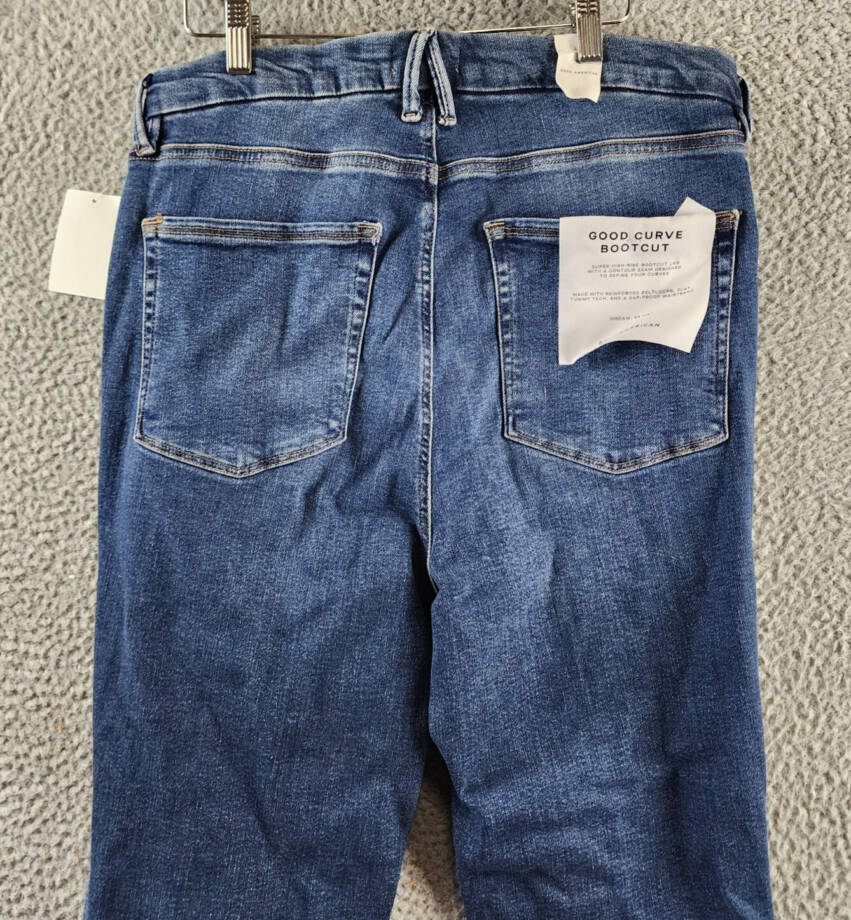 Good American Good Curve Patch Pocket Bootcut Jeans Women's 16 Indigo Zippered