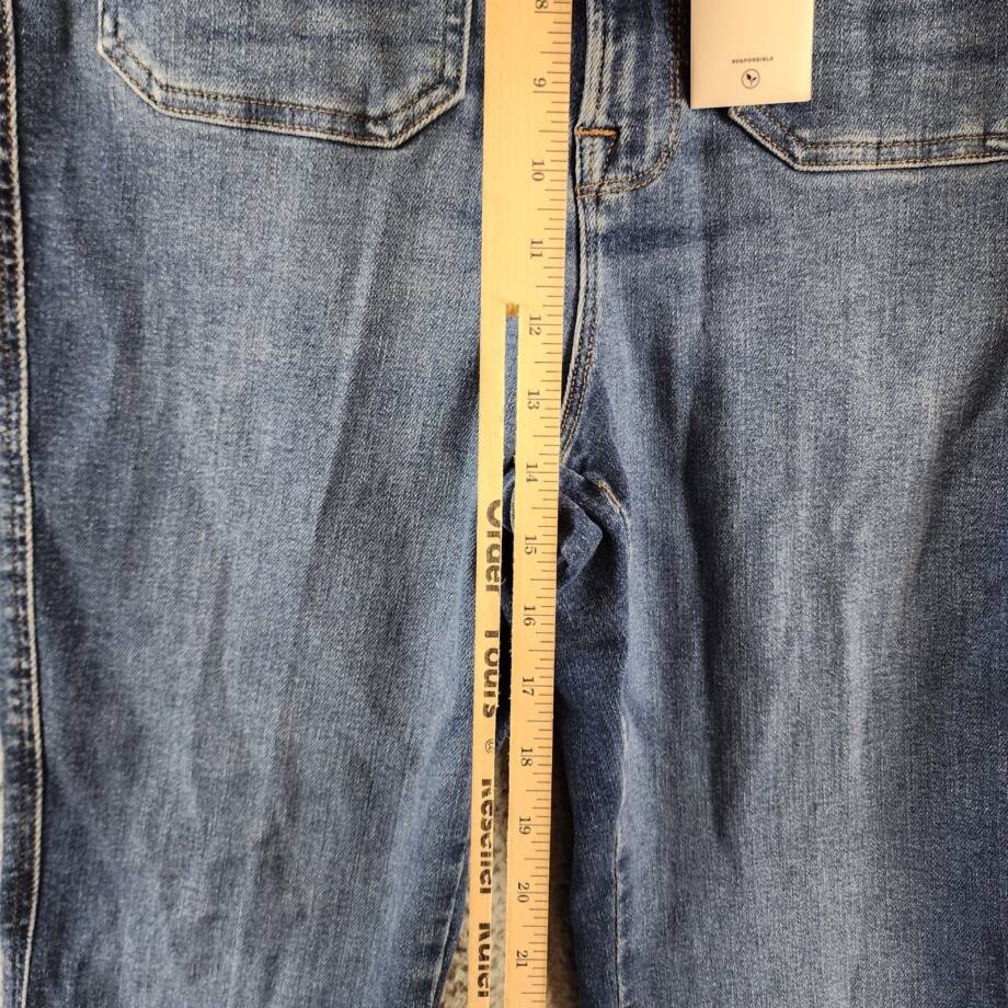 Good American Good Curve Patch Pocket Bootcut Jeans Women's 16 Indigo Zippered