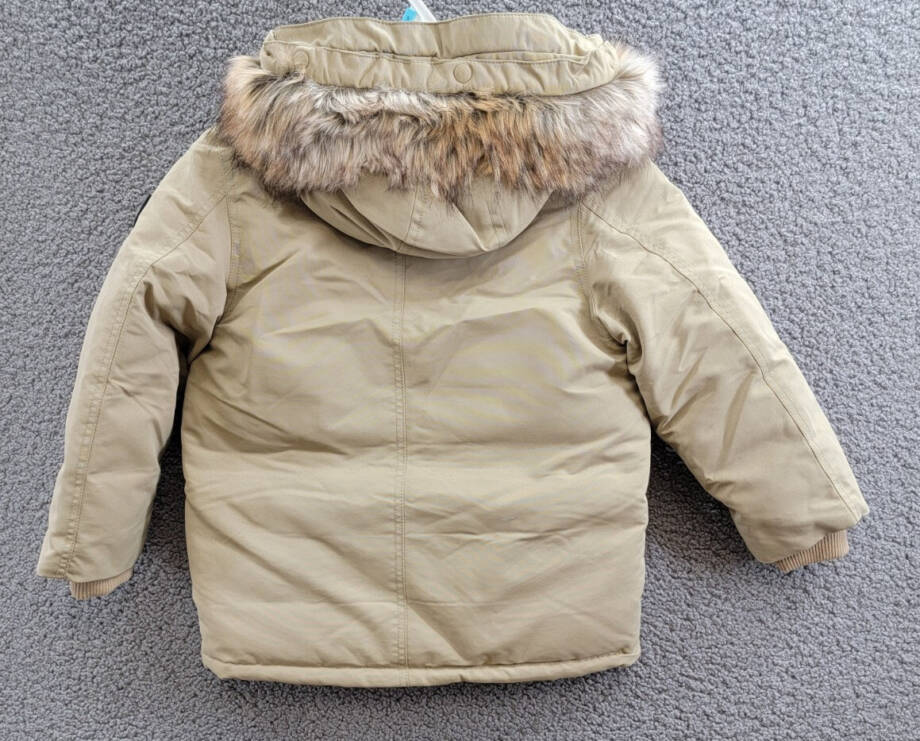 Polo Ralph Lauren Artificial-fur-Trim Down Parka Jacket Boys' 5 Khaki Zip Snap