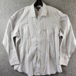 Club Room Regular Fit Performance Dress Shirt Men's 17.5 (36-37) White Multi L/S