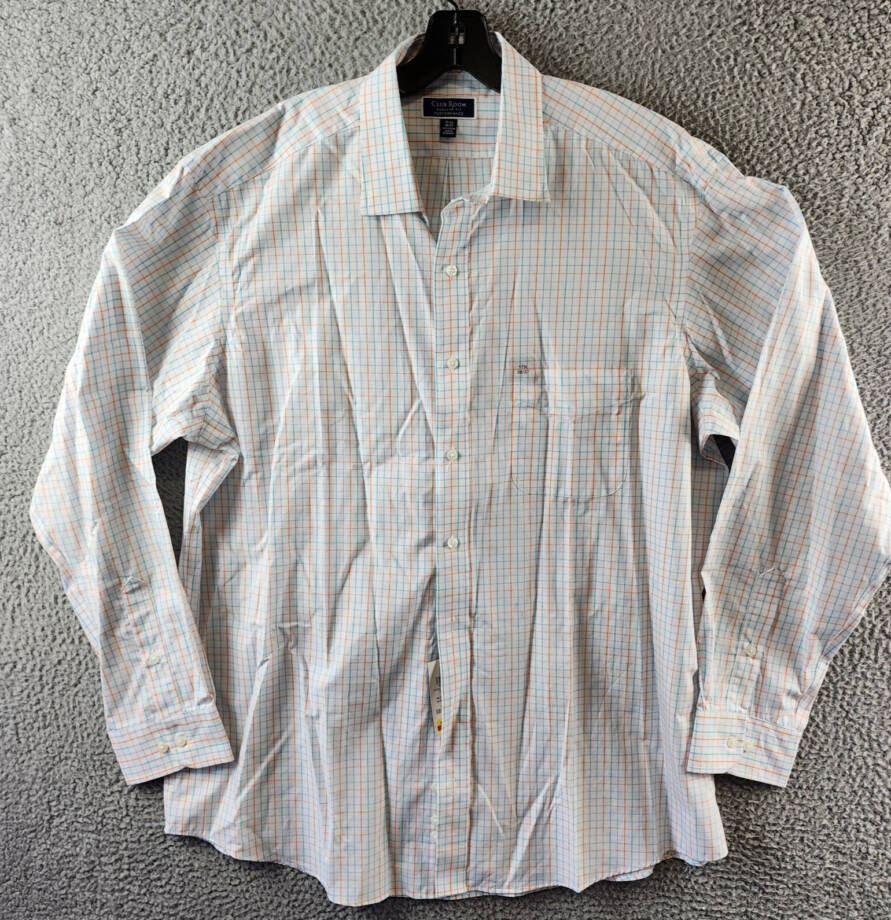 Club Room Regular Fit Performance Dress Shirt Men's 17.5 (36-37) White Multi L/S