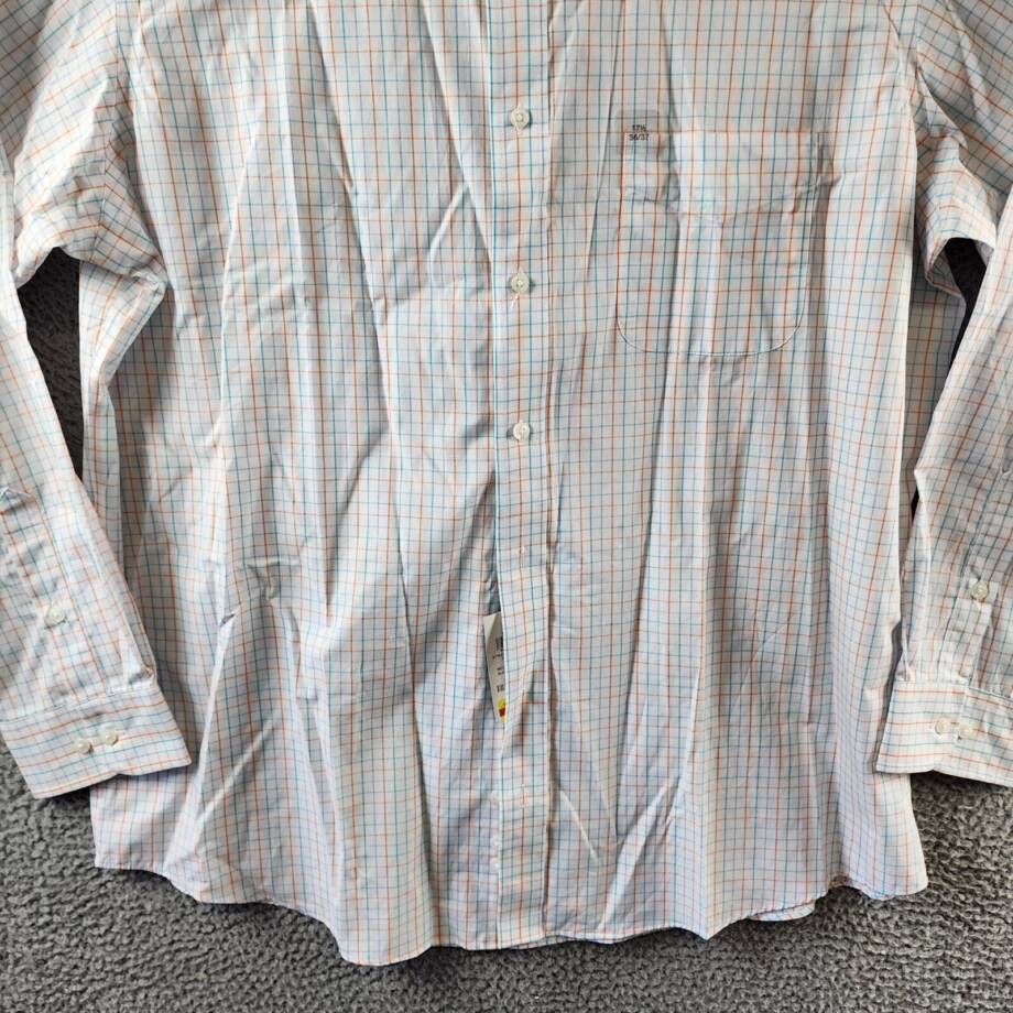 Club Room Regular Fit Performance Dress Shirt Men's 17.5 (36-37) White Multi L/S
