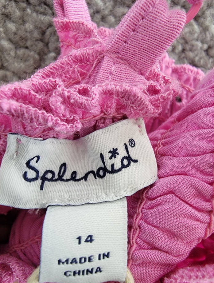 Splendid Smocked Eyelet Dress Girls' 14 Sherbert Solid Square Neck Pullover