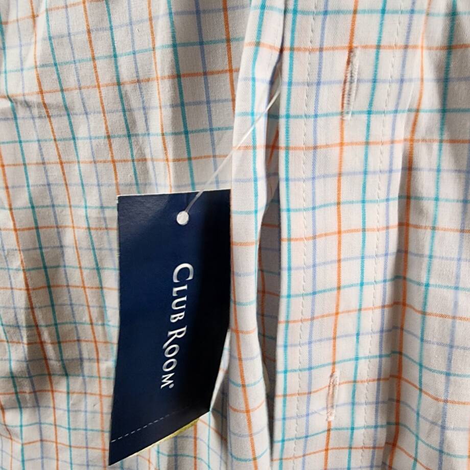 Club Room Regular Fit Performance Dress Shirt Men's 17.5 (36-37) White Multi L/S