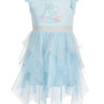 Disney Minnie Mouse Tutu Dress Little Girls' 4 Blue Flutter Sleeves Round Neck