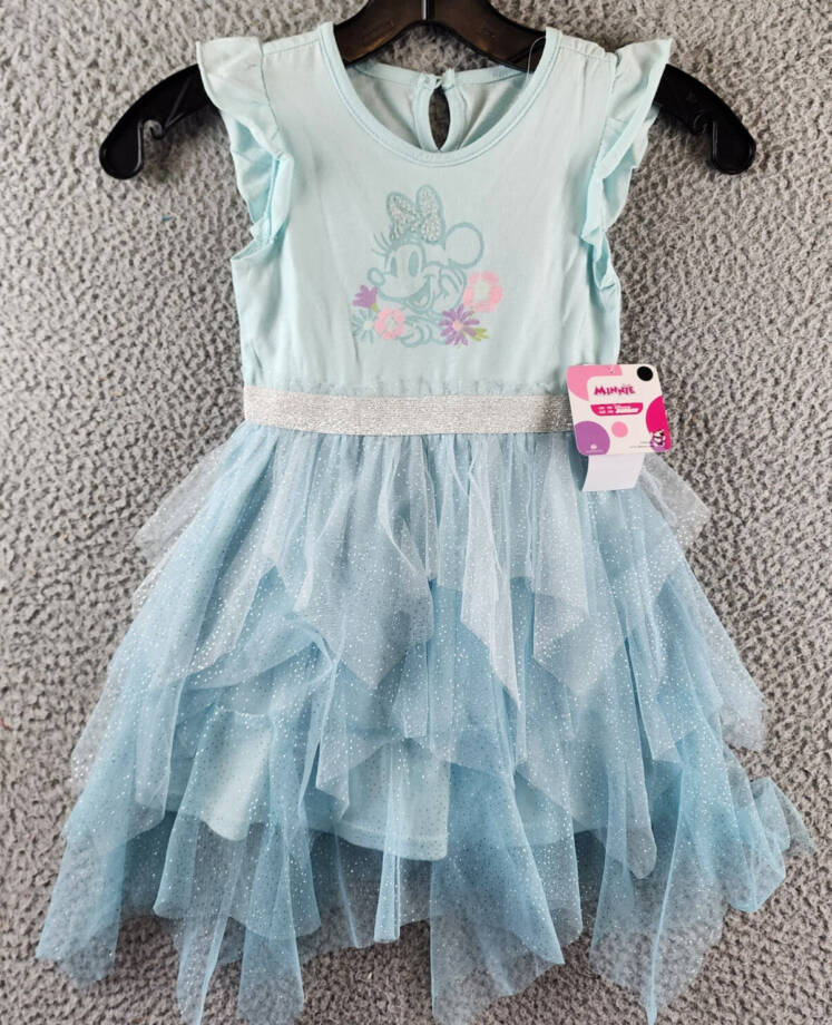 Disney Minnie Mouse Tutu Dress Little Girls' 4 Blue Flutter Sleeves Round Neck
