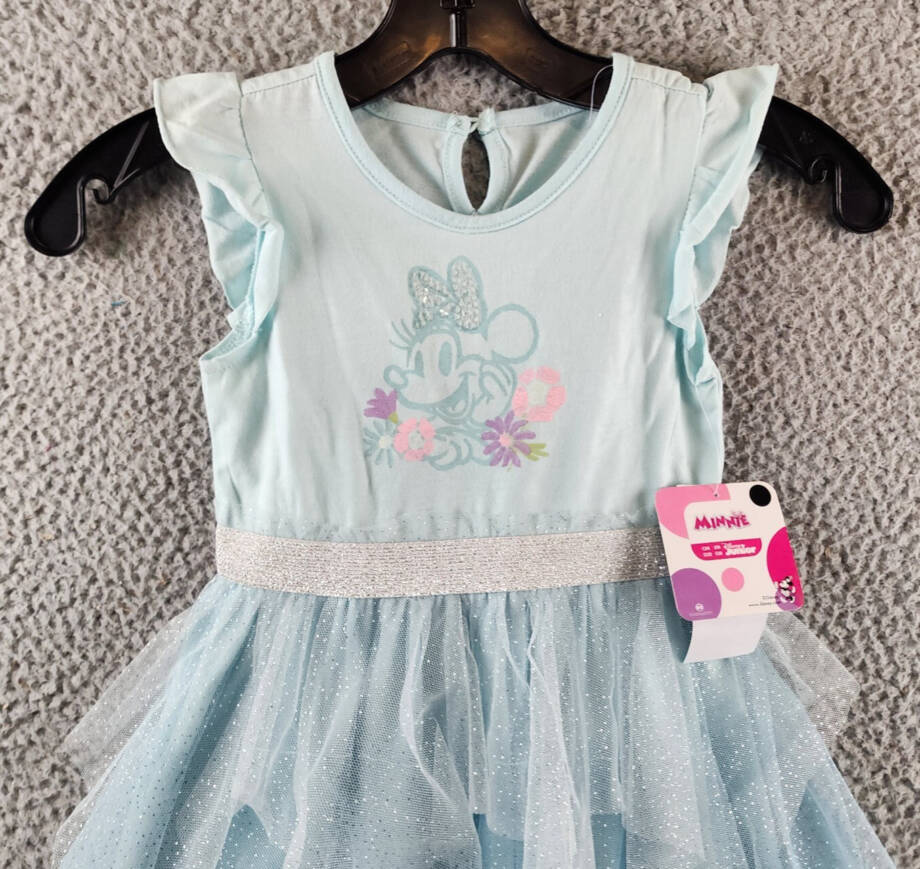 Disney Minnie Mouse Tutu Dress Little Girls' 4 Blue Flutter Sleeves Round Neck