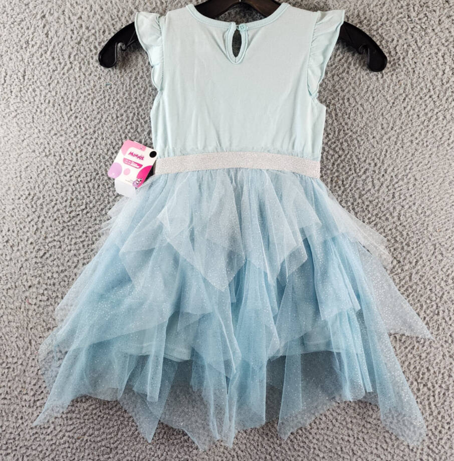 Disney Minnie Mouse Tutu Dress Little Girls' 4 Blue Flutter Sleeves Round Neck