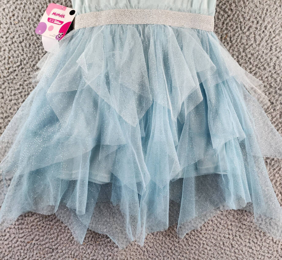 Disney Minnie Mouse Tutu Dress Little Girls' 4 Blue Flutter Sleeves Round Neck