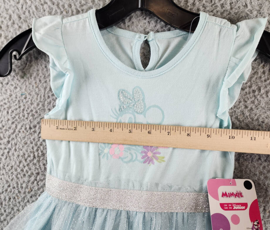 Disney Minnie Mouse Tutu Dress Little Girls' 4 Blue Flutter Sleeves Round Neck