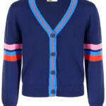 Epic Threads Varsity Cardigan Big Girl L (14-16) Medieval Blue Vneck Long Sleeve