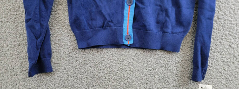 Epic Threads Varsity Cardigan Big Girl L (14-16) Medieval Blue Vneck Long Sleeve
