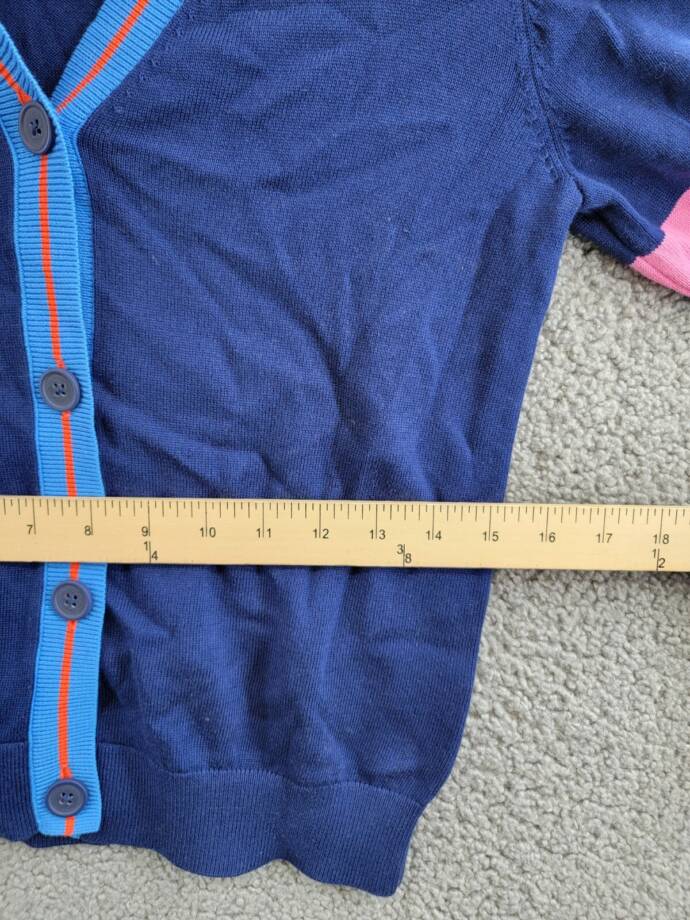Epic Threads Varsity Cardigan Big Girl L (14-16) Medieval Blue Vneck Long Sleeve