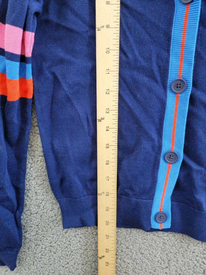 Epic Threads Varsity Cardigan Big Girl L (14-16) Medieval Blue Vneck Long Sleeve