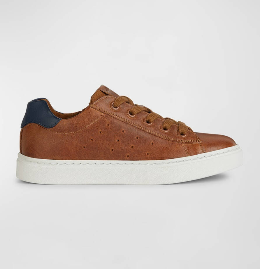 GEOX Nashik Garçon Low Cut Sneaker Boys 34 Cognac/Navy Lace And Zip Closure