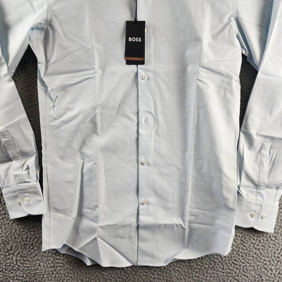BOSS by Hugo Boss Structured Slim-Fit Dress Shirt Men's 15 Light Paste Blue