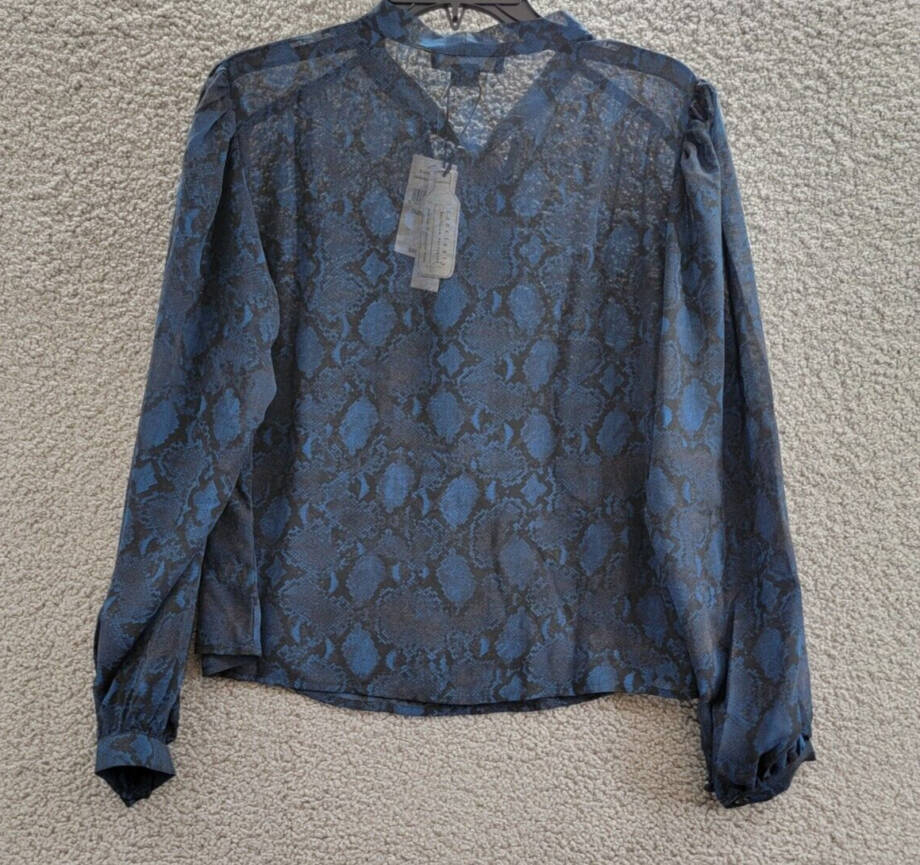 Sanctuary Camera Pose Blouse Women's XXS Cosmic Serpent Split Tie Neck Pullover