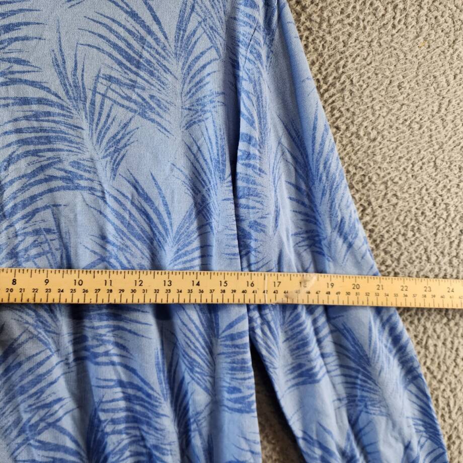 Cubavera Palm Print Crewneck Jacquard Sweater Men's L Della Robin Blue Pullover