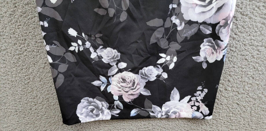 SLNY Off-The-Shoulder Floral Print Sheath Dress Women's 6 Black Multi Back Zip