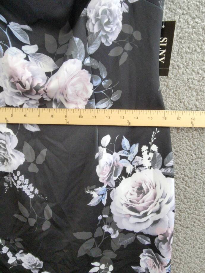 SLNY Off-The-Shoulder Floral Print Sheath Dress Women's 6 Black Multi Back Zip
