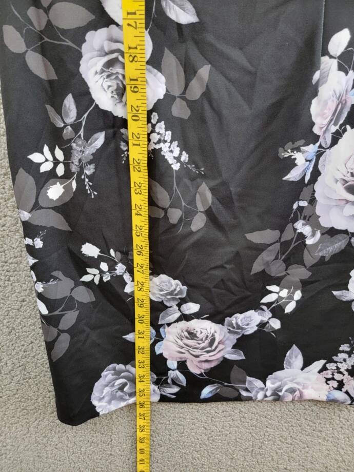 SLNY Off-The-Shoulder Floral Print Sheath Dress Women's 6 Black Multi Back Zip