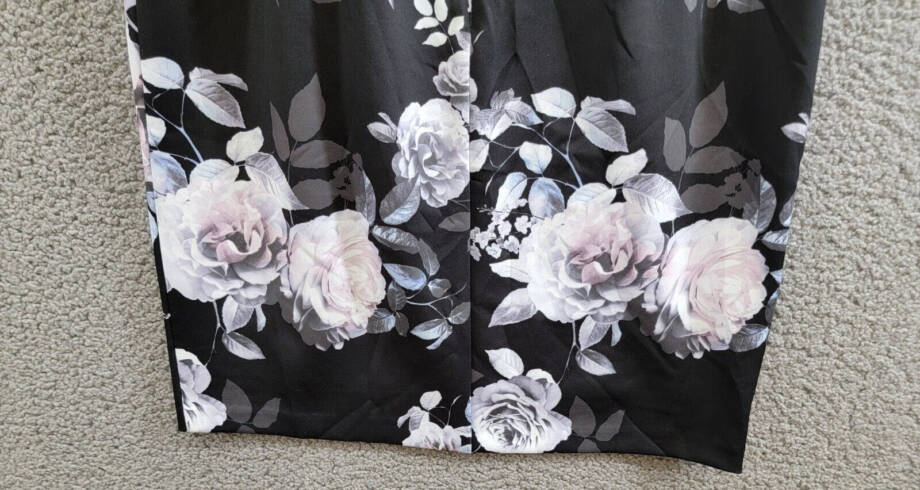 SLNY Off-The-Shoulder Floral Print Sheath Dress Women's 6 Black Multi Back Zip