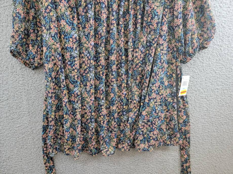MSK Plus Size Floral-Print Chiffon Pintuck Shirtdress Women's 20W Navy Multi L/S