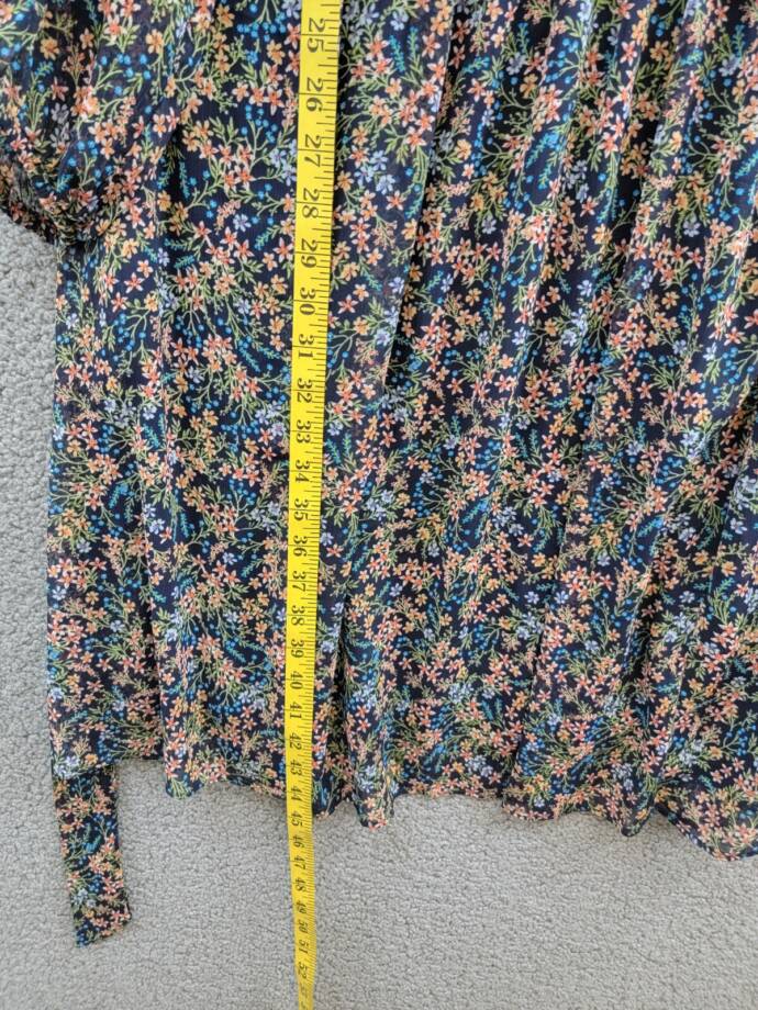 MSK Plus Size Floral-Print Chiffon Pintuck Shirtdress Women's 20W Navy Multi L/S