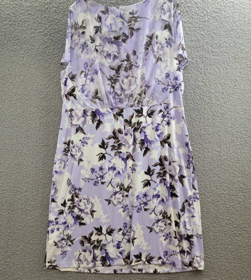 Connected Plus Size Floral-Print Overlay A-Line Dress Women's 22W Light Lavender