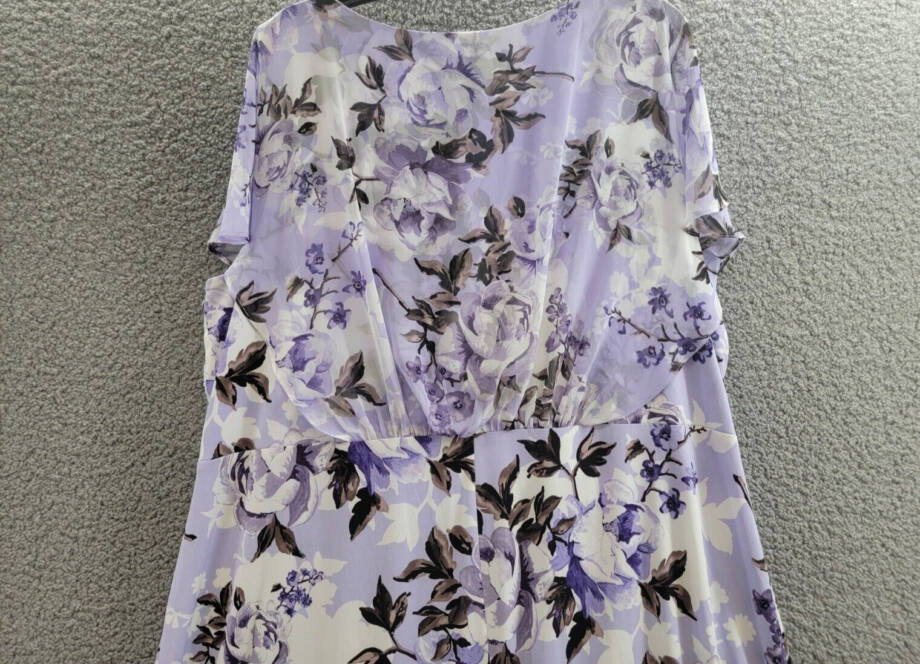 Connected Plus Size Floral-Print Overlay A-Line Dress Women's 22W Light Lavender