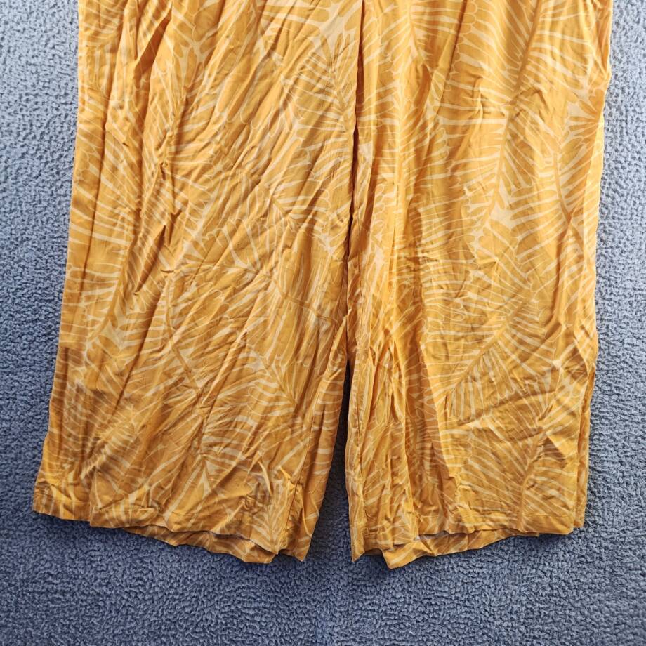 Nina Parker Trendy Plus Size Wide-Leg Pants Women's 4X Golden Palm Elastic Waist