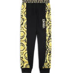 Versace Barocco Jogger Pants Boys Black/Gold Printed Elastic Waist Pull On 6