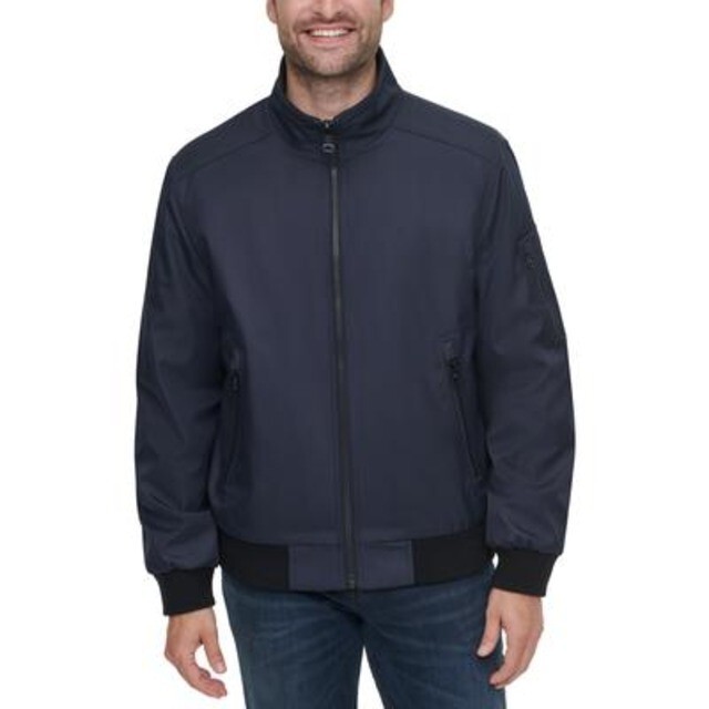 Calvin Klein Classic Zip-Front Ripstop Bomber Jacket Men's Small True Navy