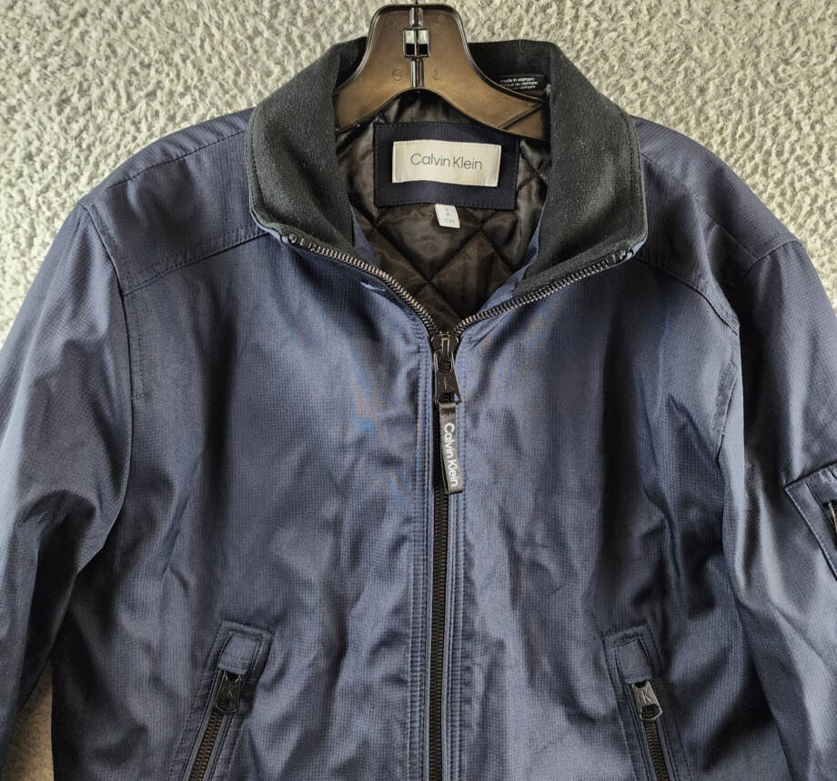 Calvin Klein Classic Zip-Front Ripstop Bomber Jacket Men's Small True Navy