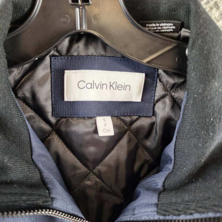 Calvin Klein Classic Zip-Front Ripstop Bomber Jacket Men's Small True Navy
