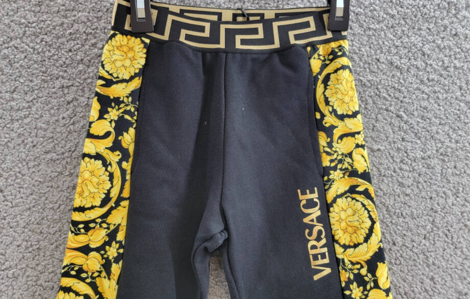 Versace Barocco Jogger Pants Boys Black/Gold Printed Elastic Waist Pull On 6
