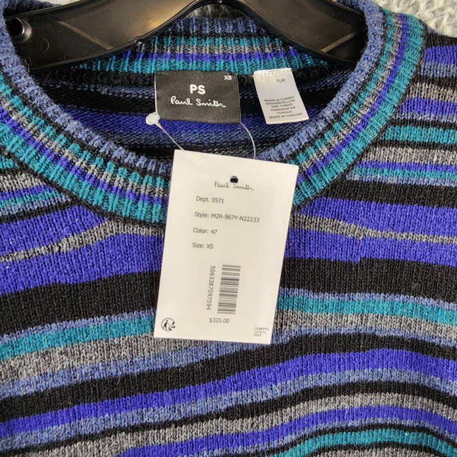 Ps Paul Smith Knitwear Wool Blend Sweater Men's XS Blue Pullover