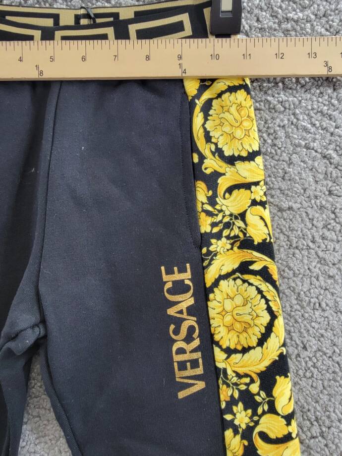 Versace Barocco Jogger Pants Boys Black/Gold Printed Elastic Waist Pull On 6